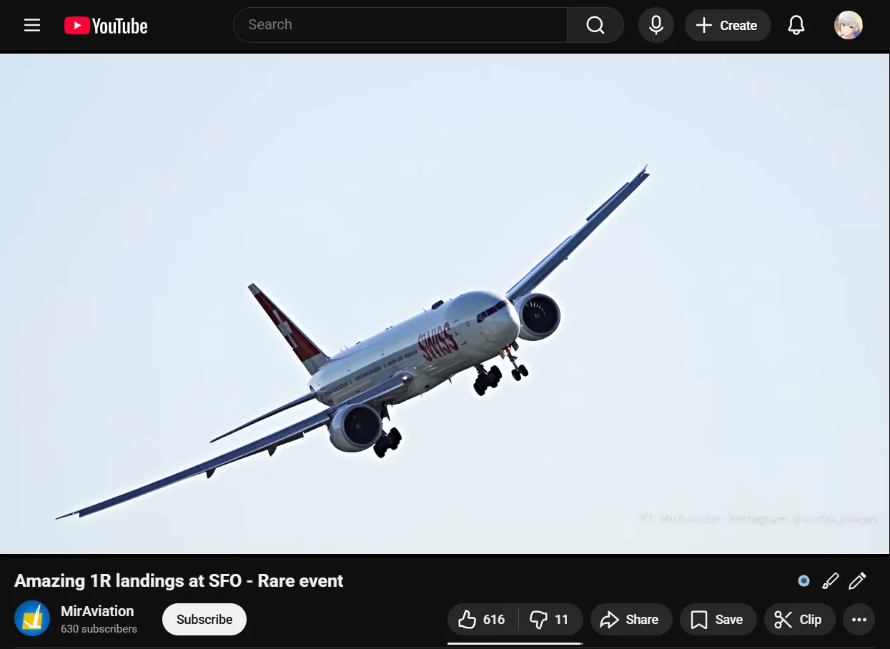 MirAviation 拍摄：KSFO 01L/R 降落